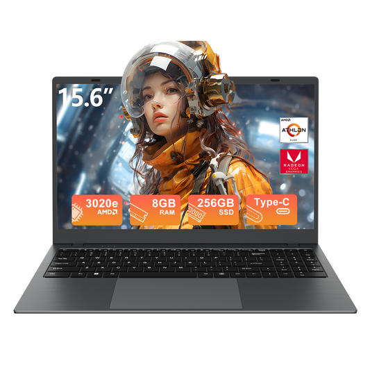 RNRUO 15.6" Windows 11 Laptop, Dual 8GB RAM, 256GB SSD, AMD 3020e Processor with 2 Cores Up to 2.6GHz, With Office 2024, 1920x1080 Display WiFi5 BT5.0 for Student, Home Office, Business