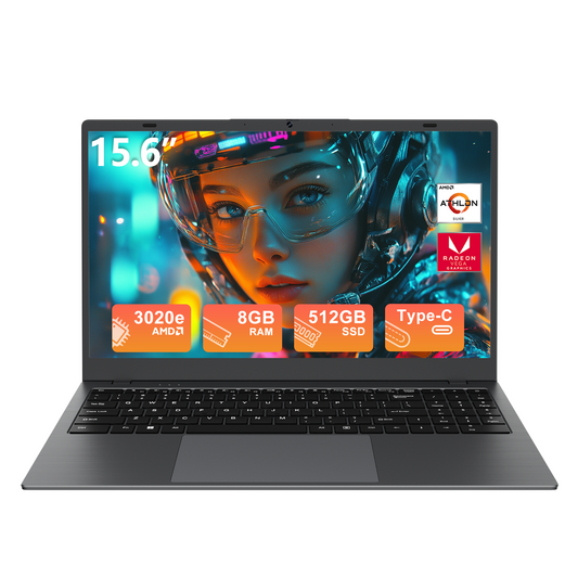 RNRUO 15.6" Windows 11 Laptop, Dual 8GB RAM, 512GB SSD, AMD 3020e Processor, 2 Cores Up to 2.6GHz, With Office 2024, 1920x1080 Display WiFi5 BT5.0 for Student, Home Office, Business