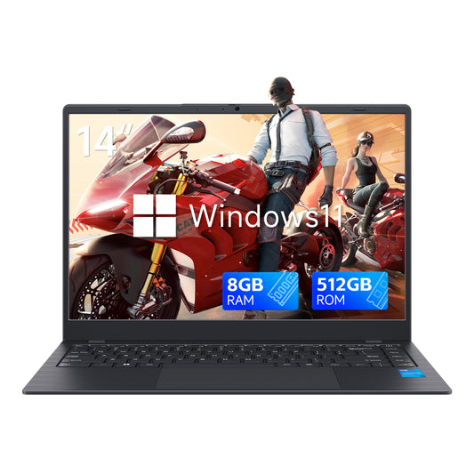 BLUEING 14.1" Laptop Computer, Windows 11 Laptop, 8GB RAM 512GB SSD, Intel Quad-Core N4000 Processor(Up to 2.64GHz), FHD 1080P IPS, Wi-Fi 5, BT5.0, Portable Notebook for Office, Students, Families BLUEING
