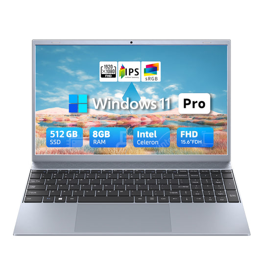 BLUEING 15.6" Laptop Computer, Windows 11 Laptop, 8GB RAM 512GB SSD, Intel Pentium Quad-Core Processor(Up to 2.64GHz), FHD 1080P IPS, Wi-Fi 5, BT5.0, Portable Notebook for Office, Students, Families BLUEING