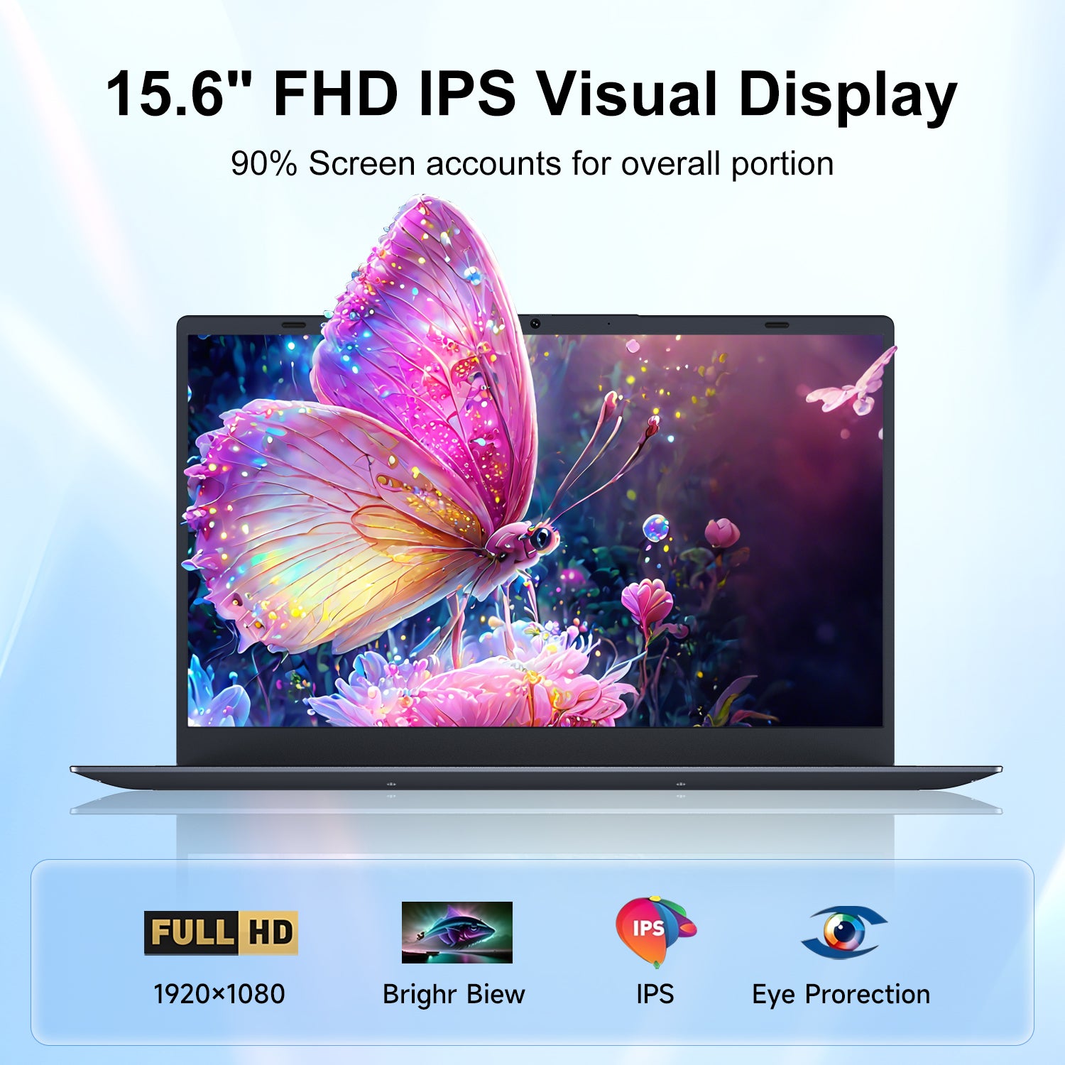 BLUEING 15.6" Laptop Computer, 16GB LPDDR4 RAM 512GB SSD, Intel UHD Graphics, Intel Celeron N5095, 1080P FHD IPS Display, Fingerprint, Backlit KB, Wi-Fi 5, BT5.0, Windows 11 Laptop for Business Office BLUEING
