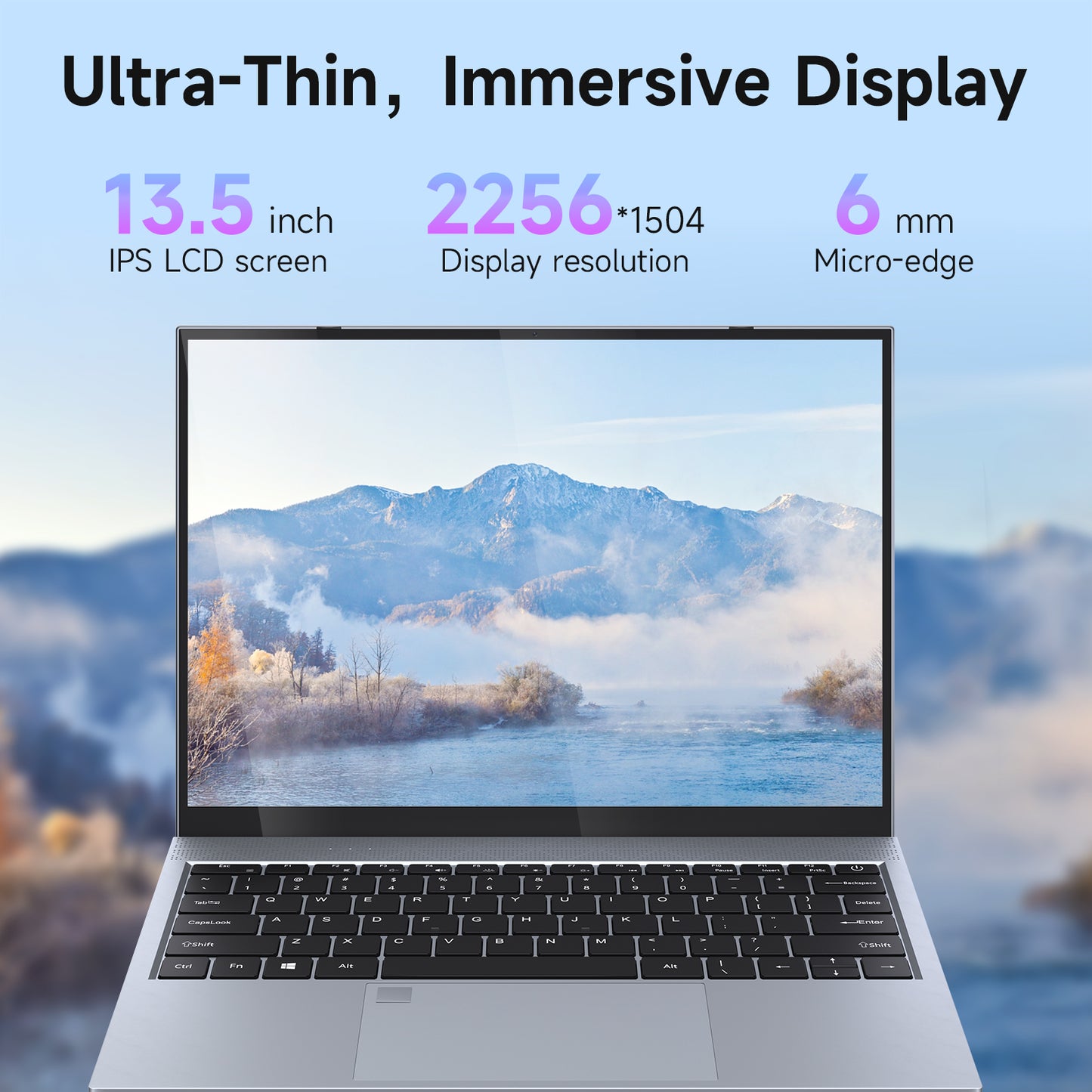 13.5 Intel core i3-1005G1 Laptop DDR4 8GB RAM 256GB SSD Business Student Computer, Backlit Keyboard, Fingerprint Recognition, 2256 * 1504 IPS 2K, WIFi6, USB3.2,PD/DP,1.2kg Portable Notebook