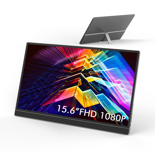 15.6inch Portable Monitor FHD 1080P, USB Type C Port and Speakers, Mini HDMI Gaming Ultra-Slim IPS Display HDR, Plug&Play, External Monitor for Laptop PC Phone Mac