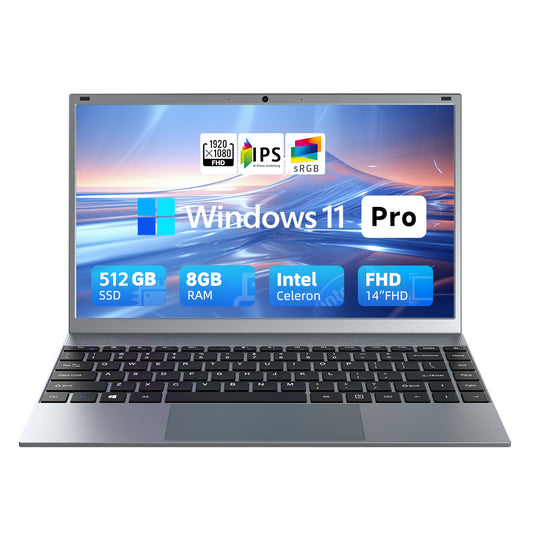 BLUEING 14.1" Laptop Computer, Windows 11 Laptop, 8GB RAM 512GB SSD, Intel Pentium Quad-Core Processor(Up to 2.64GHz), FHD 1080P IPS, Wi-Fi 5, BT5.0, Portable Notebook for Office, Students, Families BLUEING