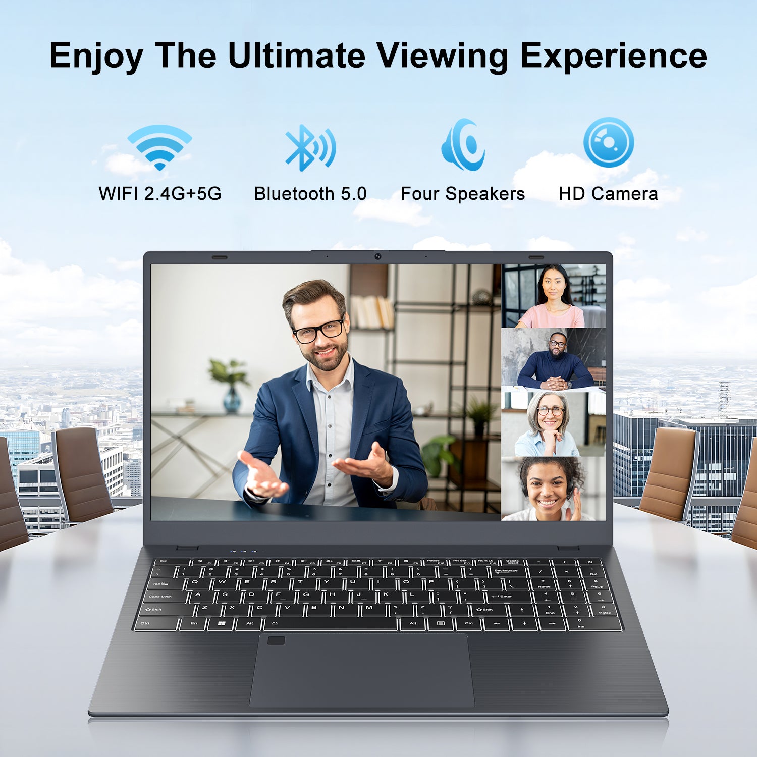 BLUEING 15.6" Laptop Computer, 16GB LPDDR4 RAM 512GB SSD, Intel UHD Graphics, Intel Celeron N5095, 1080P FHD IPS Display, Fingerprint, Backlit KB, Wi-Fi 5, BT5.0, Windows 11 Laptop for Business Office BLUEING