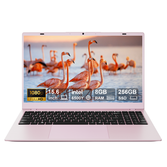 RNRUO 15.6" Pink Laptop Computer, 8GB RAM 256GB SSD, Intel Pentium Gold 6500Y With 2 Cores, up to 3.4GHz, FHD Display, Office 2024, WiFi5 BT5.0, PC Laptop for Business, Student, Office